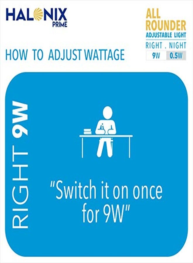 Halonix مصباح هالونيكس متعدد الاستخدامات 2 في 1، 9 واط، 0.5 واط، قاعدة B22D، إضاءة LED بيضاء باردة وبيضاء مائلة للصفرة، عبوة من قطعة واحدة، متعدد القدرات مع إضاءة LED قابلة للتعديل - Image 4